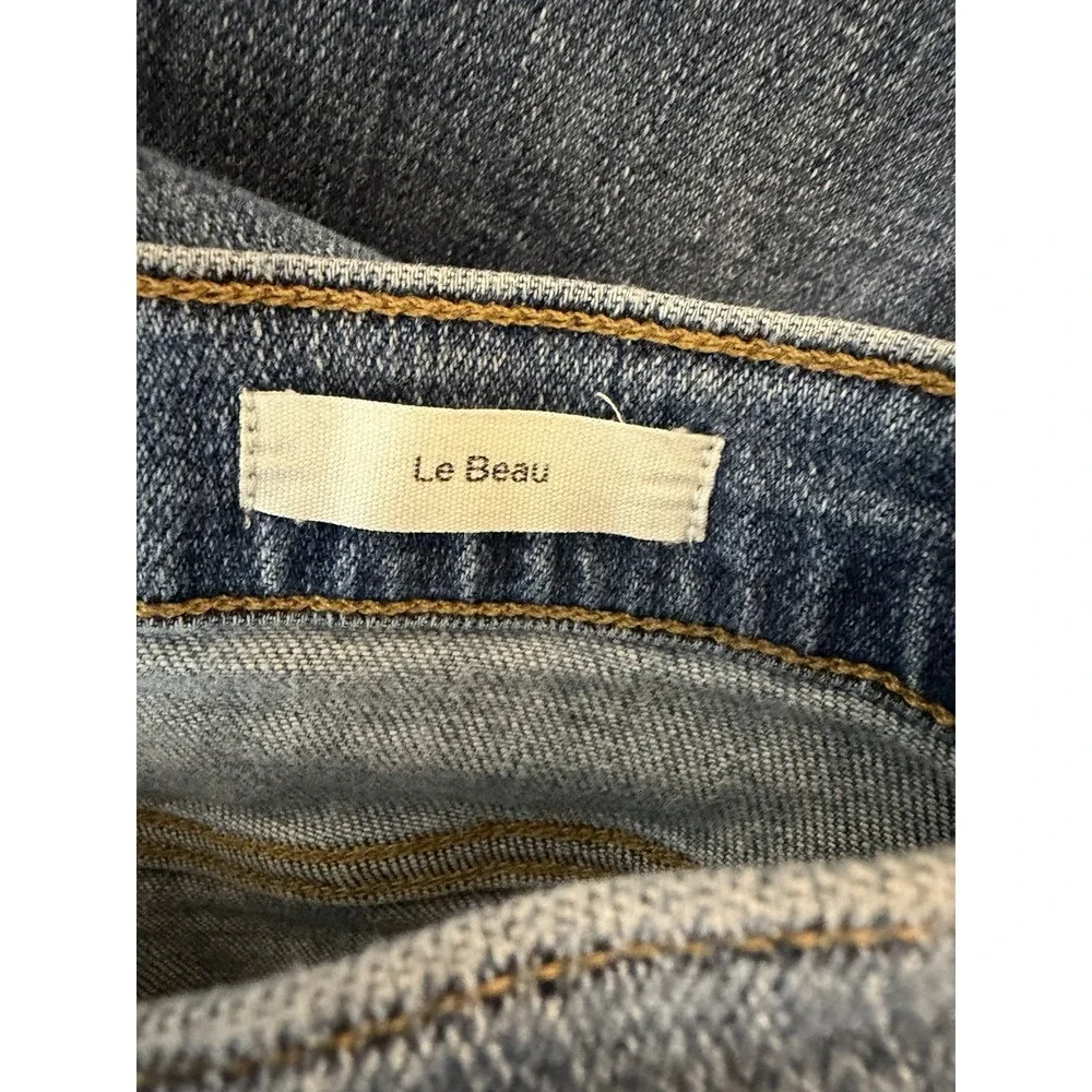 FRAME Le Beau Distressed‎ Straight Jeans Women's Actual Size 28x27 Blue Denim - Picture 3 of 10